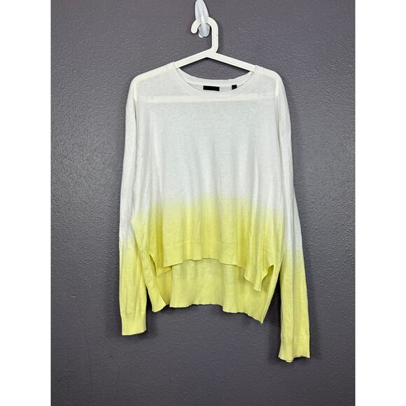 ATM Anthony Thomas Melillo Womens Yellow Dip Dye Crew Neck Knit Sweater Large - Picture 1 of 6